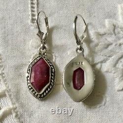 Art Deco Beautiful Earrings Old Ruby And Silver Massive Published