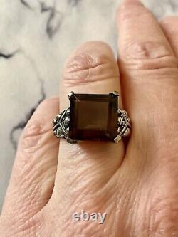 Art Deco Beautiful Topaz Smoke, Silver Massif Scissors, Ancient Ring