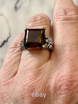 Art Deco Beautiful Topaz Smoke, Silver Massif Scissors, Ancient Ring