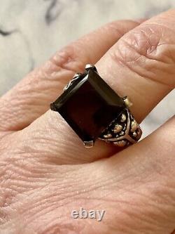 Art Deco Beautiful Topaz Smoke, Silver Massif Scissors, Ancient Ring