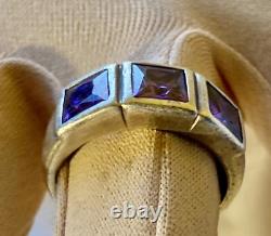 Art Deco Ring, Vintage Tank, Solid Silver & Amethyst, Jewelry - Vintage - No. 106
