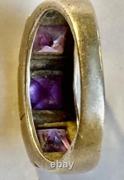 Art Deco Ring, Vintage Tank, Solid Silver & Amethyst, Jewelry - Vintage - No. 106