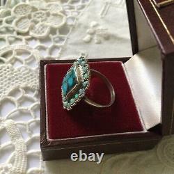 Art Deco Superb Ancient Silver Ring Massive Turquoise Opal Creator