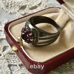 Art Deco Superb Ancient Tank Silver Ring Massif Grenat Amethyst Creator