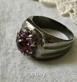 Art Deco Superb Ancient Tank Silver Ring Massif Grenat Amethyst Creator