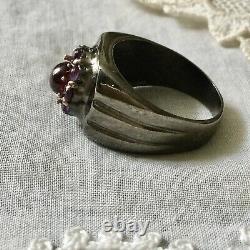 Art Deco Superb Ancient Tank Silver Ring Massif Grenat Amethyst Creator