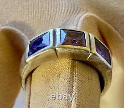 Art Deco ring, antique solid silver tank and amethyst, Vintage jewelry