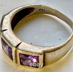 Art Deco ring, antique solid silver tank and amethyst, Vintage jewelry