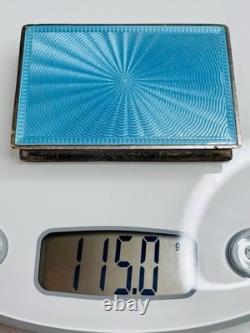 Art Deco solid silver 935 box with turquoise guilloché enamel, antique casket