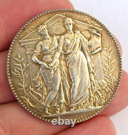 Art Nouveau Dubois Medal, Antique French Sterling Silver Vermeil Medal