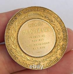 Art Nouveau Dubois Medal, Antique French Sterling Silver Vermeil Medal