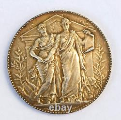 Art Nouveau Dubois Medal, Antique French Sterling Silver Vermeil Medal