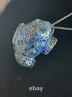 Asian Art: Ancient Cloisonné Enamel Silver Frog Pendant