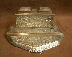 BEAUTIFUL ANTIQUE SOLID SILVER OFFICE NECESSARY CHINA INDOCHINA EARLY 20th CENTURY