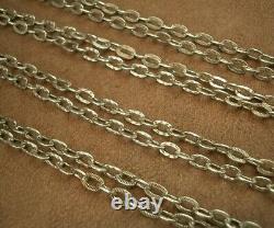 BEAUTIFUL IMPORTANT OLD SOLID SILVER LONG NECKLACE WITH LOVELY LINKS 140cm