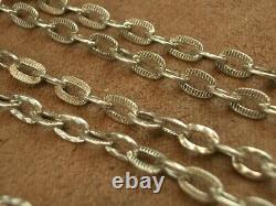 BEAUTIFUL IMPORTANT OLD SOLID SILVER LONG NECKLACE WITH LOVELY LINKS 140cm