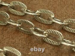 BEAUTIFUL IMPORTANT OLD SOLID SILVER LONG NECKLACE WITH LOVELY LINKS 140cm