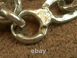 BEAUTIFUL IMPORTANT OLD SOLID SILVER LONG NECKLACE WITH LOVELY LINKS 140cm