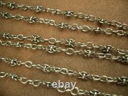 BEAUTIFUL IMPORTANT OLD SOLID SILVER SAUTOIR NECKLACE WITH BEAUTIFUL LINKS 143cm