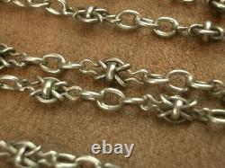 BEAUTIFUL IMPORTANT OLD SOLID SILVER SAUTOIR NECKLACE WITH BEAUTIFUL LINKS 143cm