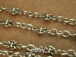BEAUTIFUL IMPORTANT OLD SOLID SILVER SAUTOIR NECKLACE WITH BEAUTIFUL LINKS 143cm