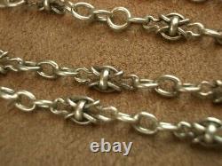 BEAUTIFUL IMPORTANT OLD SOLID SILVER SAUTOIR NECKLACE WITH BEAUTIFUL LINKS 143cm
