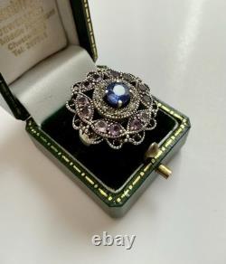 BEAUTIFUL SAPPHIRE, AMETHYST, FINE PEARL, SOLID SILVER, Sublime ANTIQUE RING