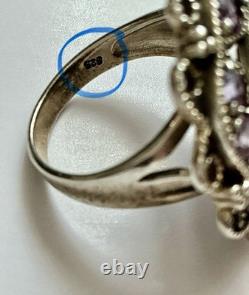 BEAUTIFUL SAPPHIRE, AMETHYST, FINE PEARL, SOLID SILVER, Sublime ANTIQUE RING