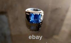 BEAUTIFUL VINTAGE ART DECO TANK RING Gold on Sterling Silver Size 54