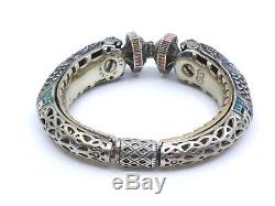 Bangle Old Vintage Sterling Silver Enameled Signed Chimera Head