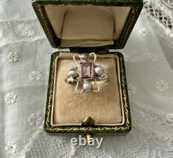 Beautiful Amethyst, Pearl, Solid Silver, Stunning Antique Ring