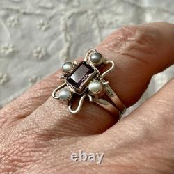 Beautiful Amethyst, Pearl, Solid Silver, Stunning Antique Ring