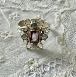 Beautiful Amethyst, Pearl, Solid Silver, Stunning Antique Ring