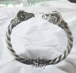 Beautiful Ancient Bracelet Head Of Rams Sterling Silver