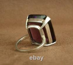 Beautiful Ancient Ring In Massive Silver Sertie Of A Huge Amethyst