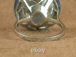 Beautiful Ancient Silver Ring Massif Sertie From An Important Blue Stone