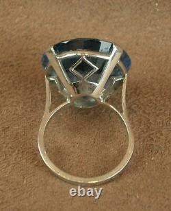 Beautiful Ancient Silver Ring Massif Sertie From An Important Blue Stone