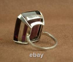 Beautiful Ancient Silver Ring Massif Sertie Of An Enormous Pierre Violette