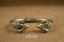 Beautiful Ancient Solid Silver Bracelet with Ram's Heads