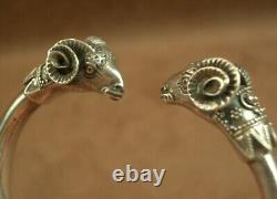 Beautiful Ancient Solid Silver Bracelet with Ram's Heads