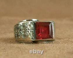 Beautiful Ancient Tank Art Deco Ring In Silver Massif & Stones