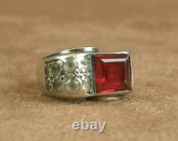 Beautiful Ancient Tank Art Deco Ring In Silver Massif & Stones