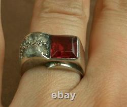 Beautiful Ancient Tank Art Deco Ring In Silver Massif & Stones