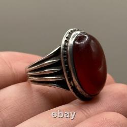 Beautiful Antique Agate Ring in Solid Silver, Roman Style