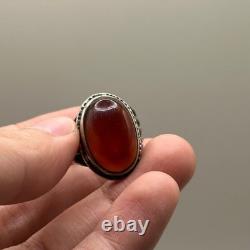 Beautiful Antique Agate Ring in Solid Silver, Roman Style