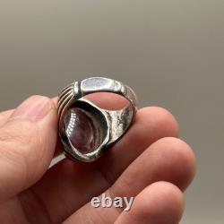 Beautiful Antique Agate Ring in Solid Silver, Roman Style