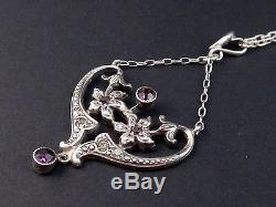 Beautiful Antique Pendant In Sterling Silver Art Nouveau Flower