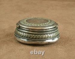 Beautiful Antique Powder Box Solid Silver Powder Box XIXth Century