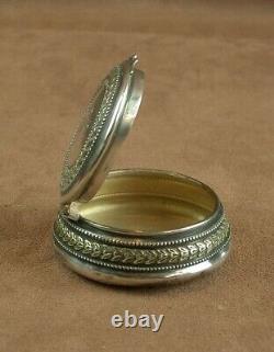 Beautiful Antique Powder Box Solid Silver Powder Box XIXth Century