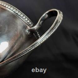 Beautiful Antique Sauceboat on Foot with Beaded Decoration in Solid Silver